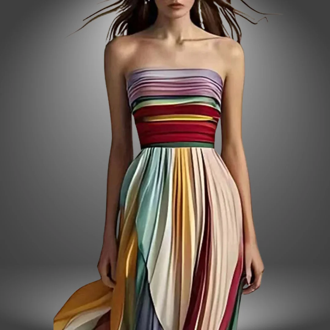 Colorful Stripes Tube Top Maxi Dress - Image 4