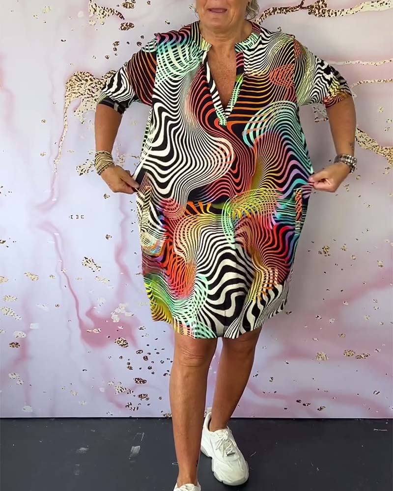 Vibrant V-Neck Flare Dress - Image 20
