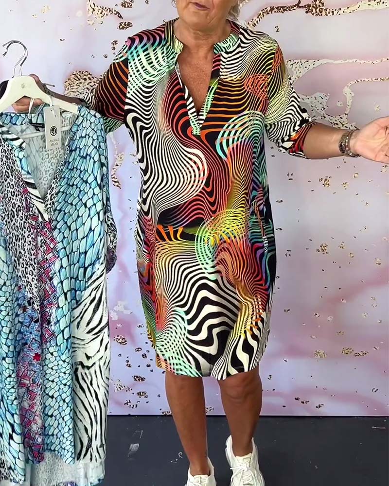 Vibrant V-Neck Flare Dress - Image 21