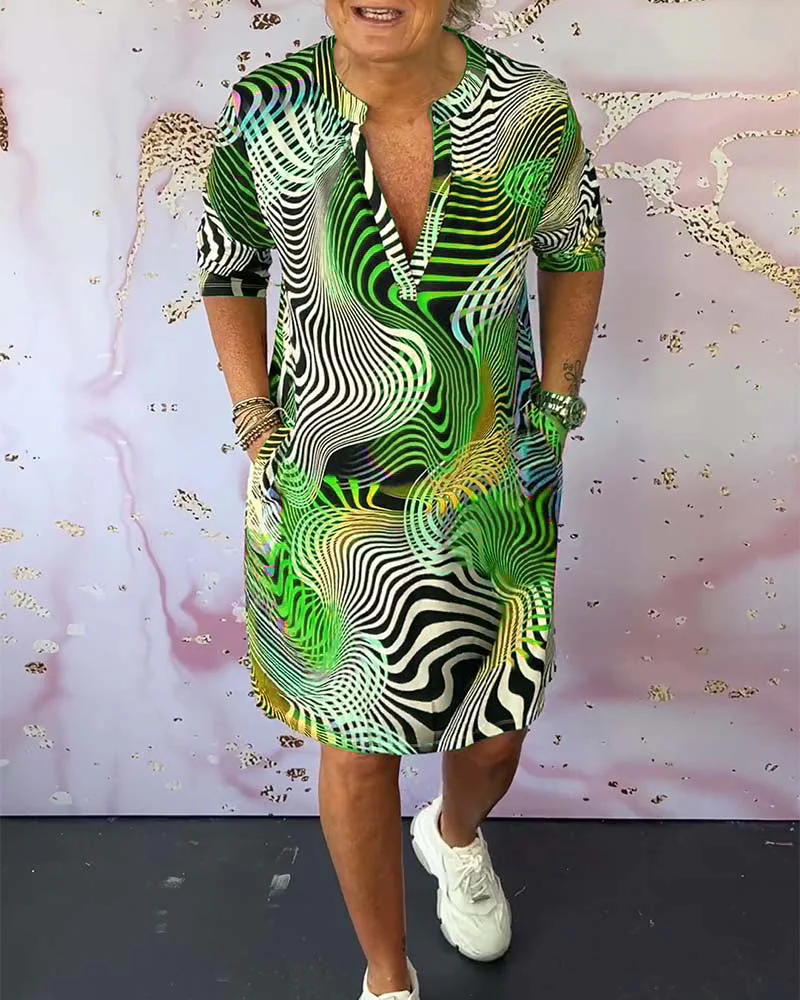 Vibrant V-Neck Flare Dress - Image 24