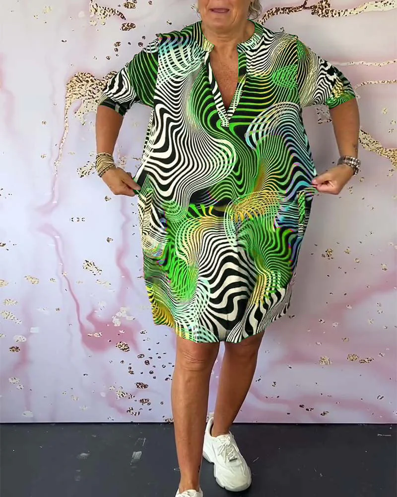 Vibrant V-Neck Flare Dress - Image 25
