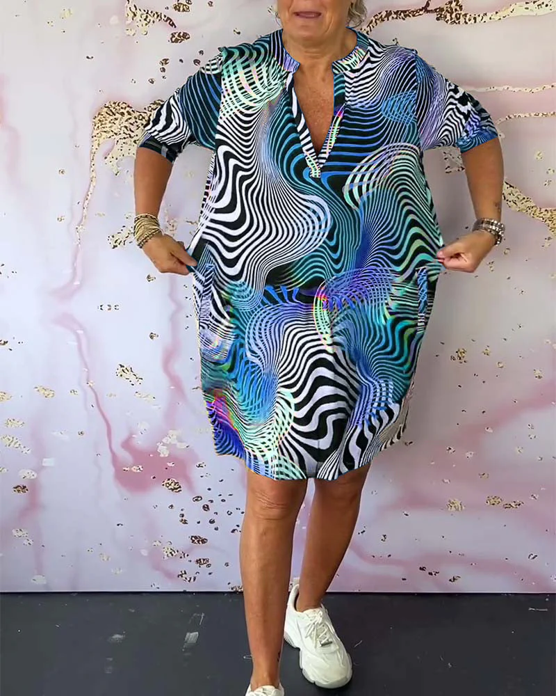 Vibrant V-Neck Flare Dress - Image 6