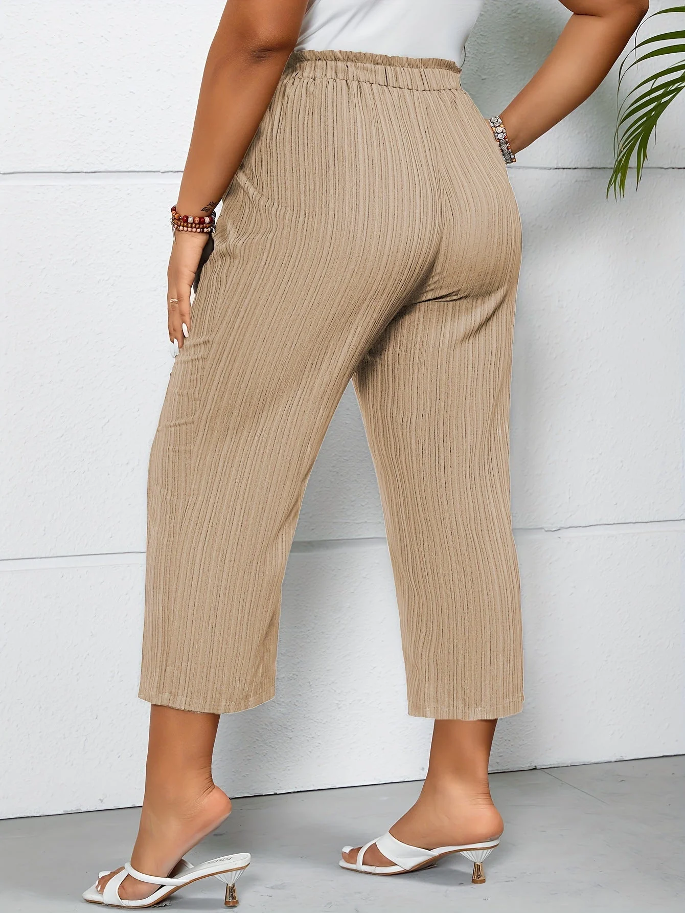 Comfortable High Waist Striped Pants - Image 10