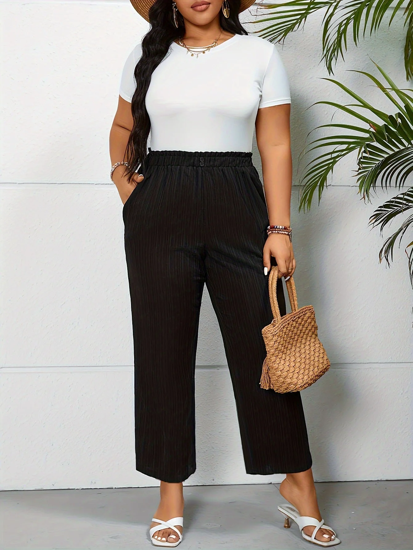 Comfortable High Waist Striped Pants - Image 15