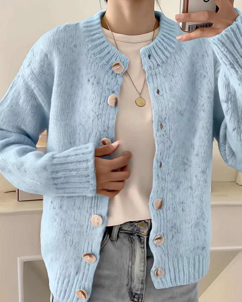 Comfortable Solid Color Cardigan - Image 2