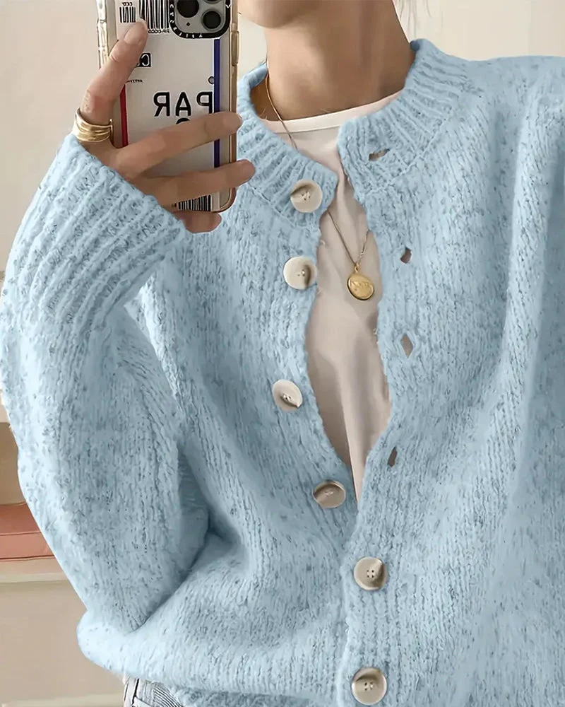Comfortable Solid Color Cardigan - Image 3