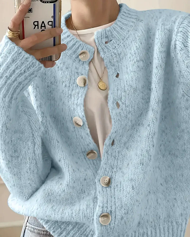 Comfortable Solid Color Cardigan - Image 8