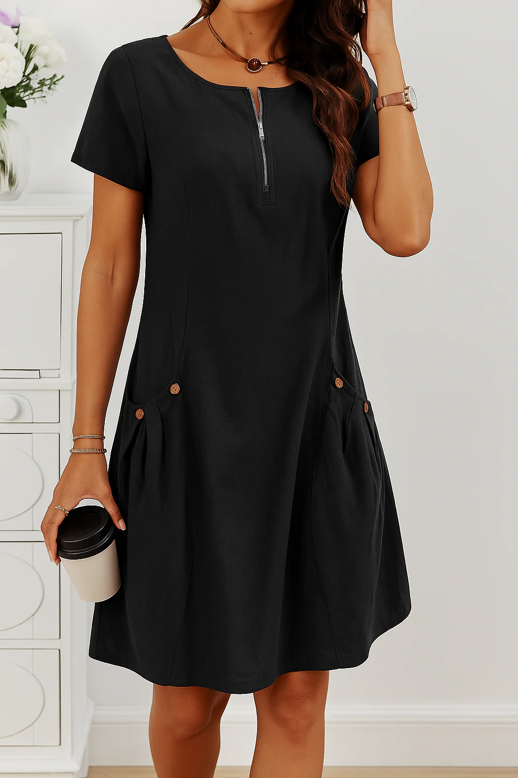 Comfy Cotton Pocket Midi Dress - Image 13