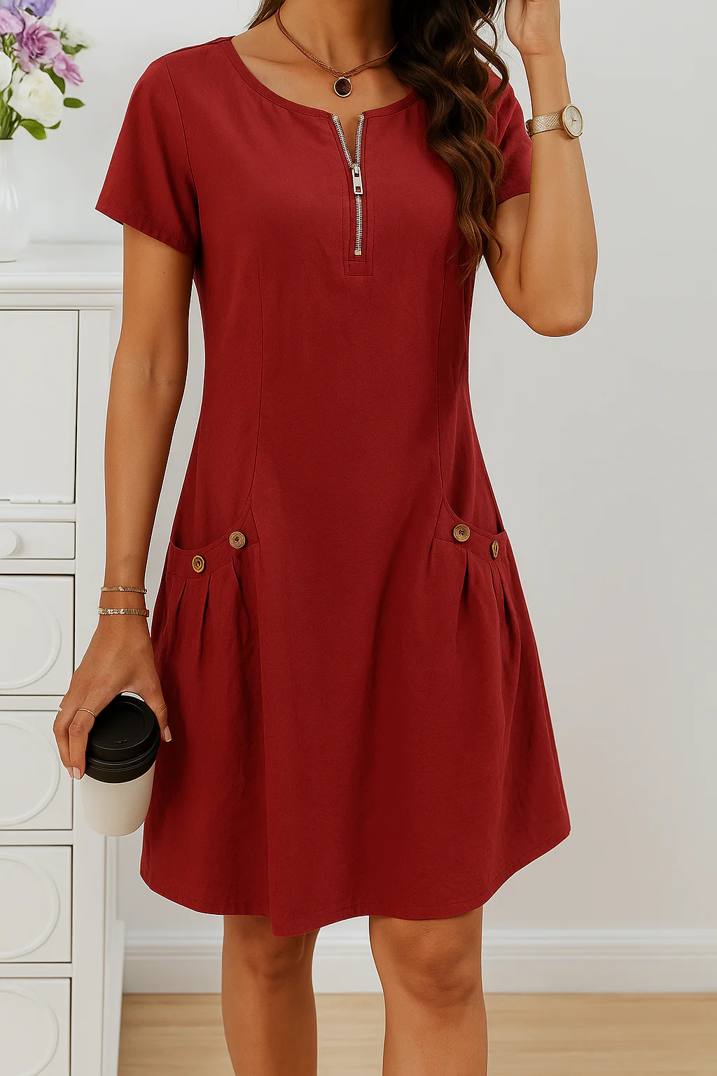 Comfy Cotton Pocket Midi Dress - Image 6