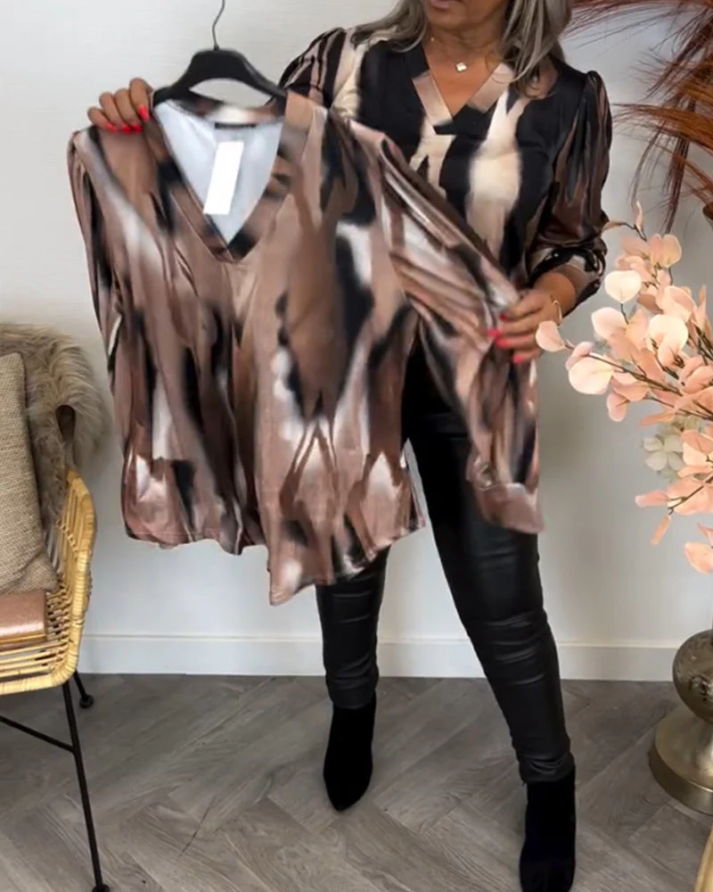Contrasting color lapel blouse - Image 30