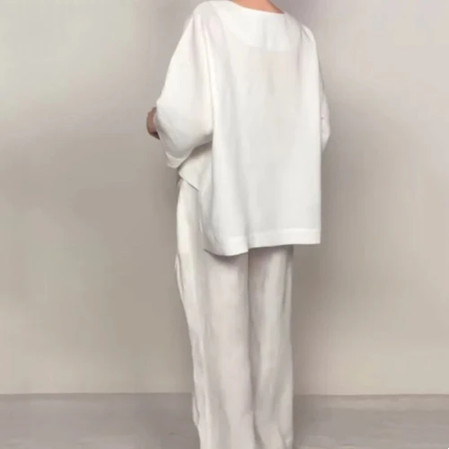 Cotton Linen Short Sleeve Two Piece Set - Image 17
