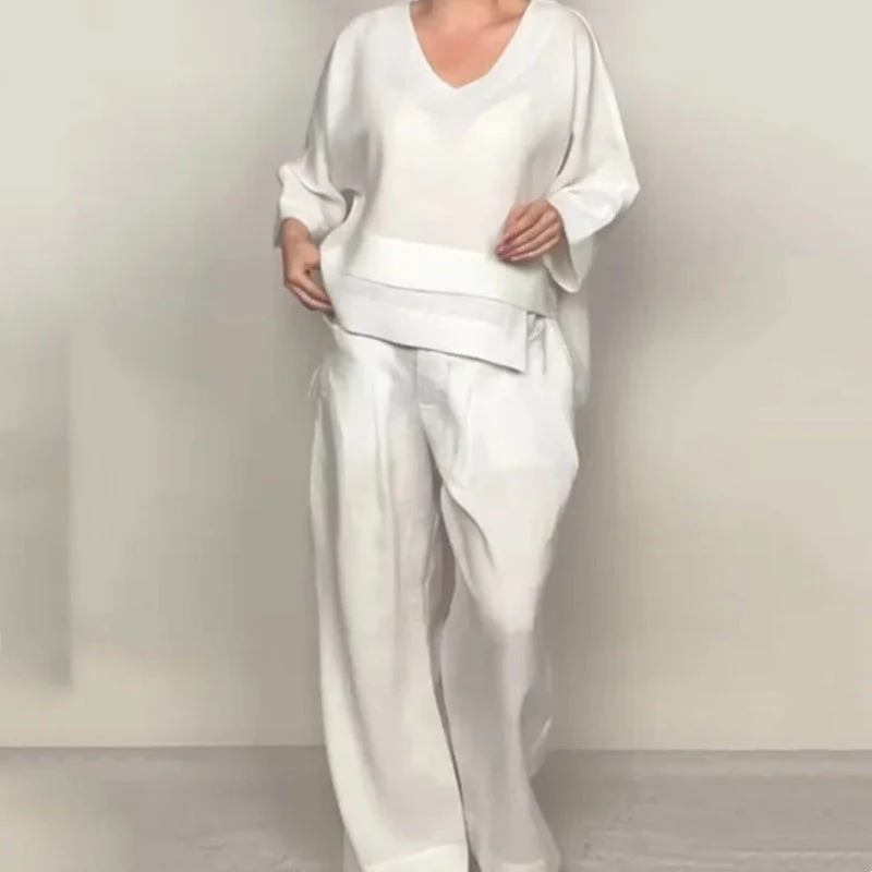 Cotton Linen Short Sleeve Two Piece Set - Image 4