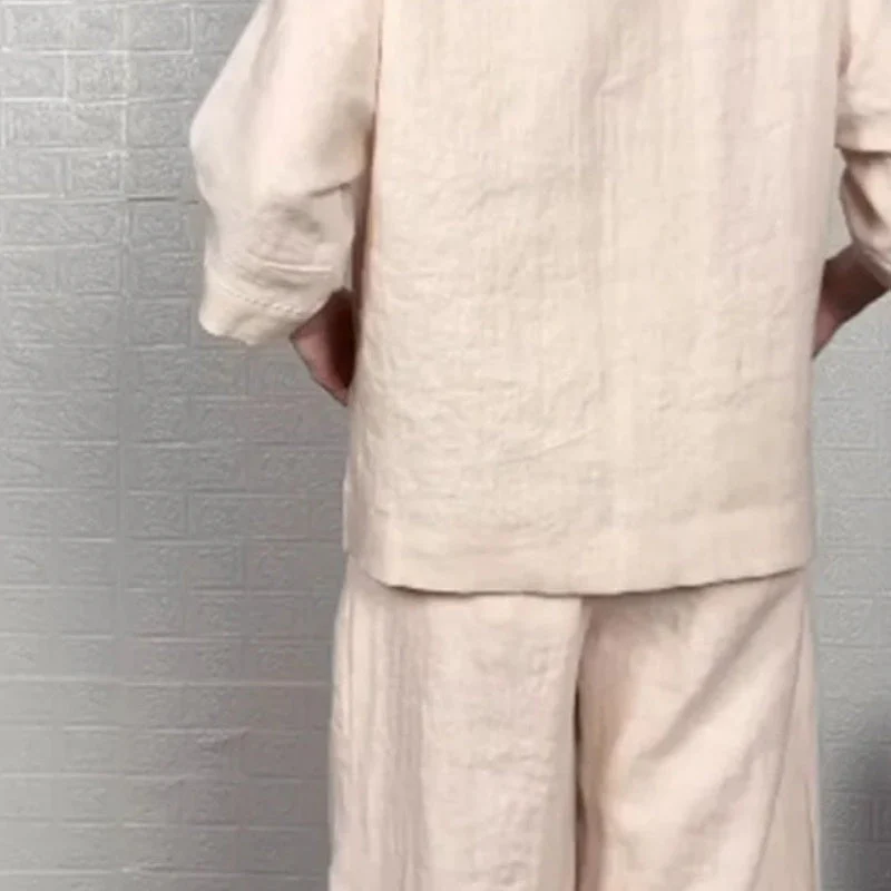 Cotton Linen Short Sleeve Two Piece Set - Image 9