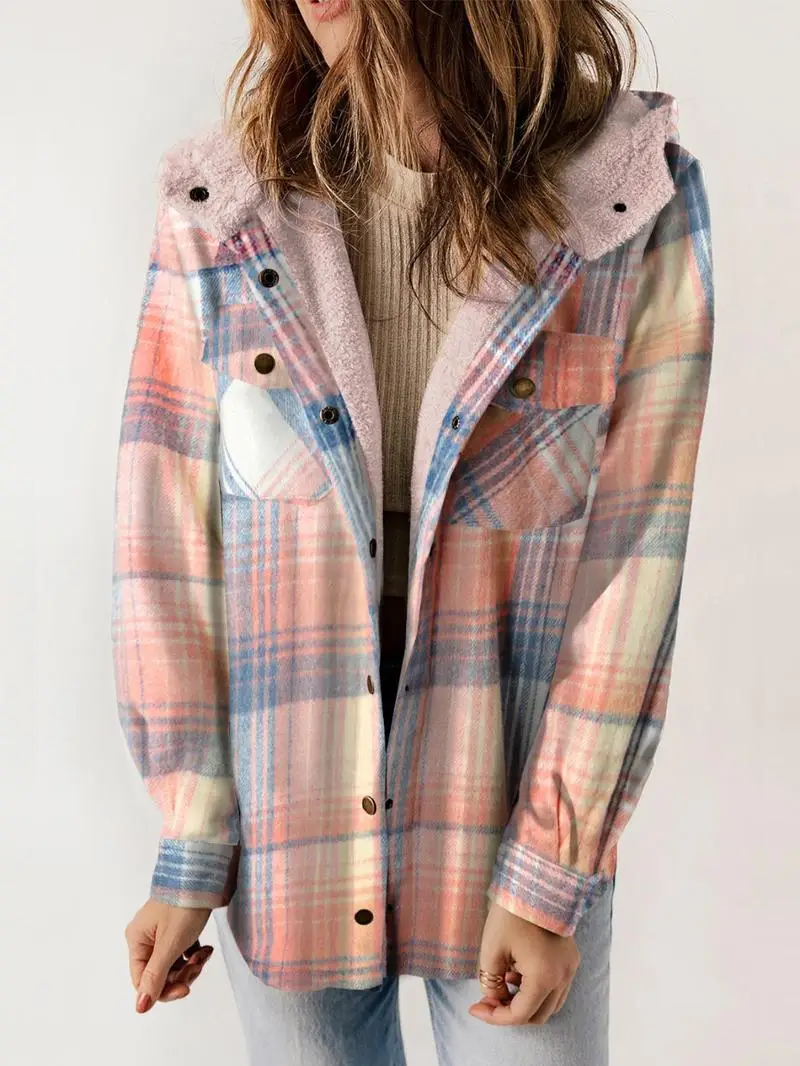 Cozy Plaid Fleece-Lined Jacket - Image 3