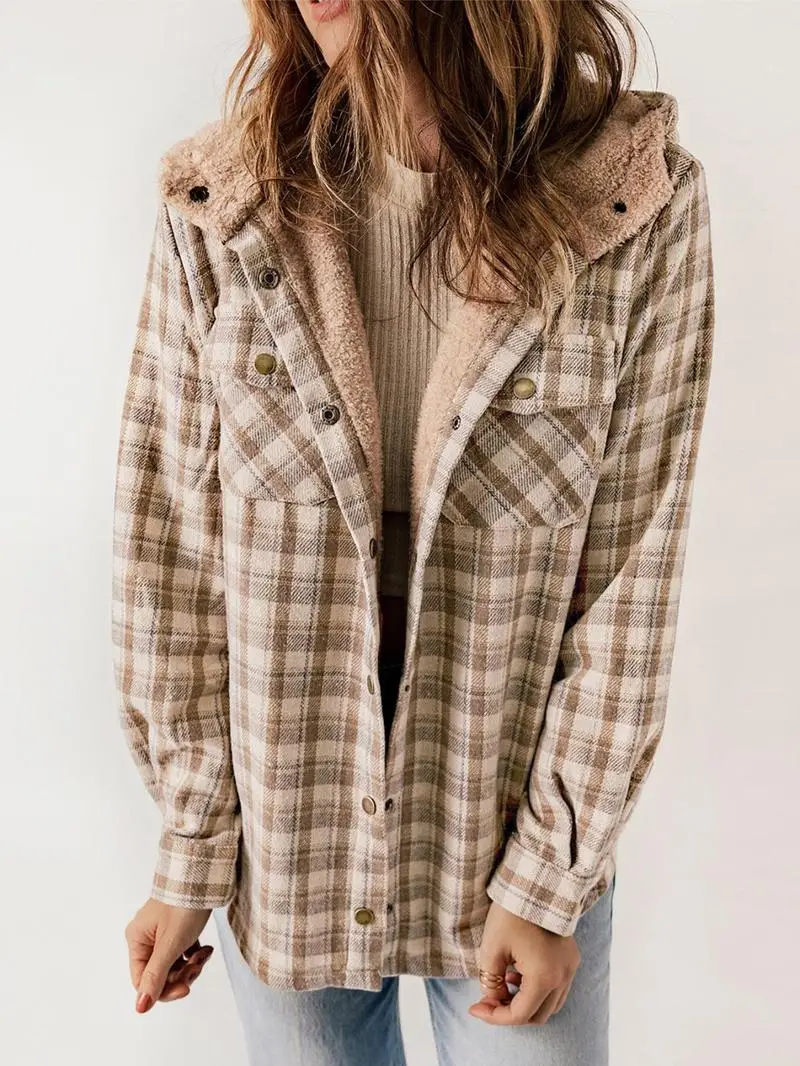 Cozy Plaid Fleece-Lined Jacket - Image 9