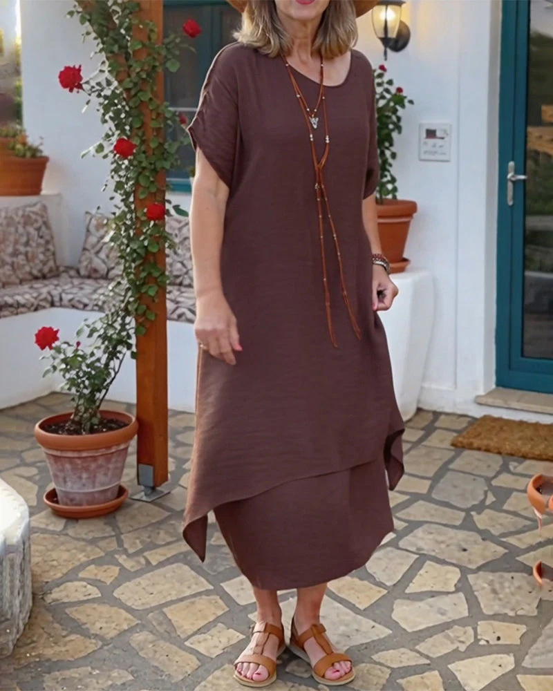 Crew Neck Loose Casual Dress - Image 3