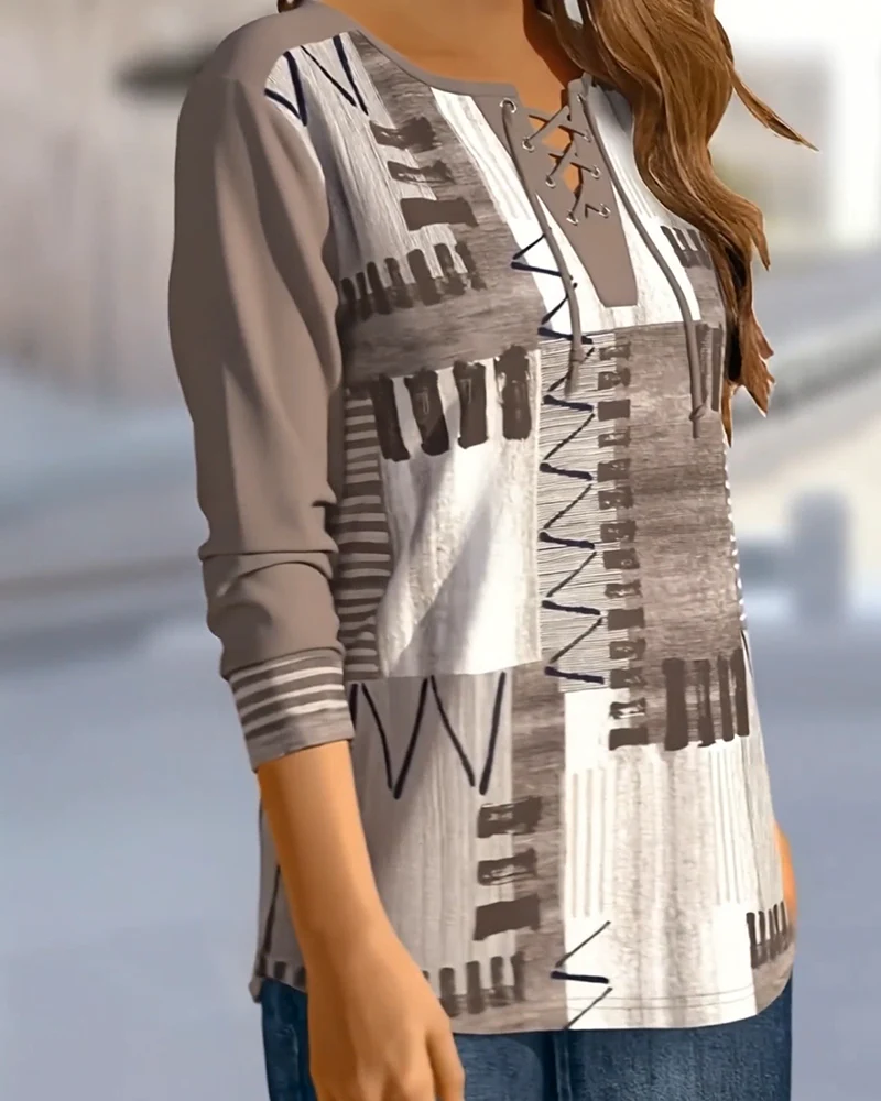 Criss-Cross Strap Plaid Print Top - Image 3
