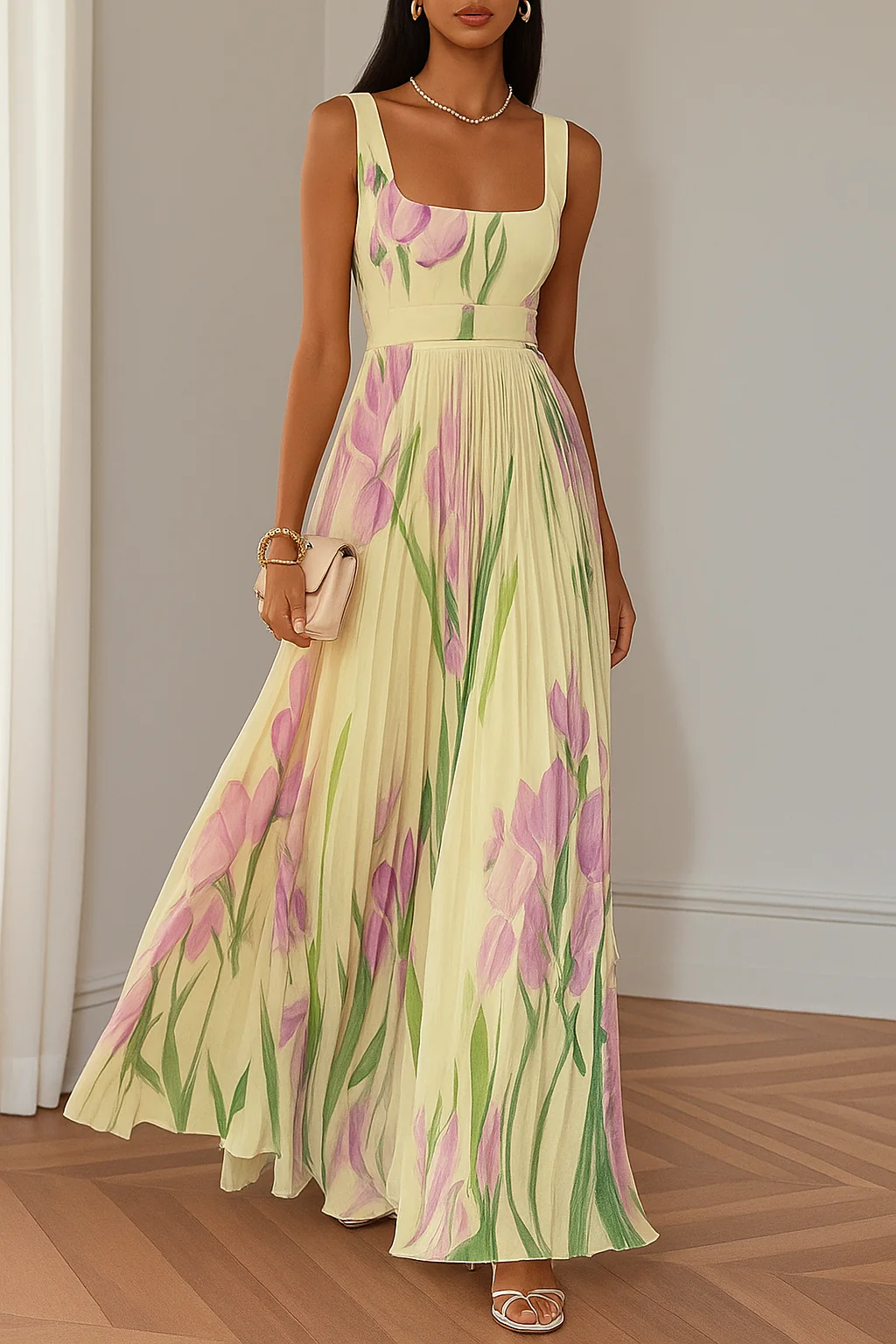 Cross-Border Floral Pleated Dress - Image 10