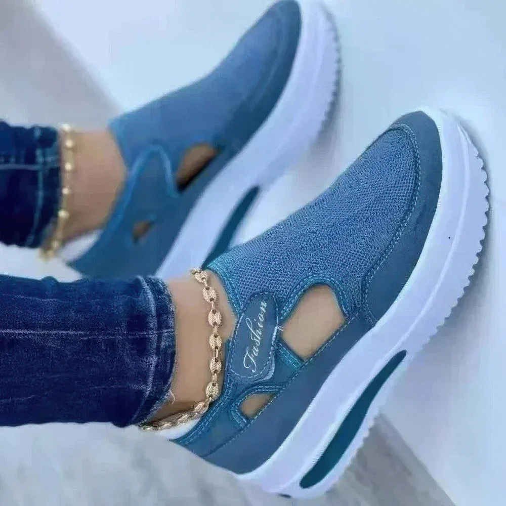 Women's Breathable Cashmere Mesh Platform Sneakers - Image 5