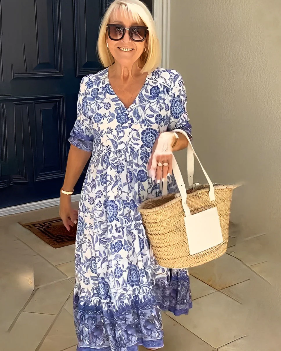 Deep V Half Sleeve Boho Tunic Dress - Image 5