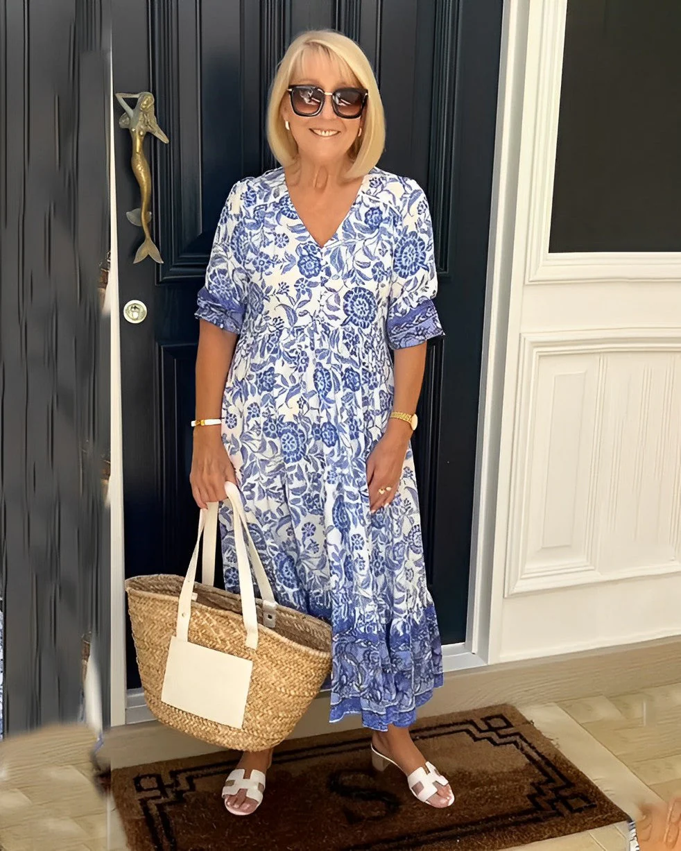 Deep V Half Sleeve Boho Tunic Dress - Image 7