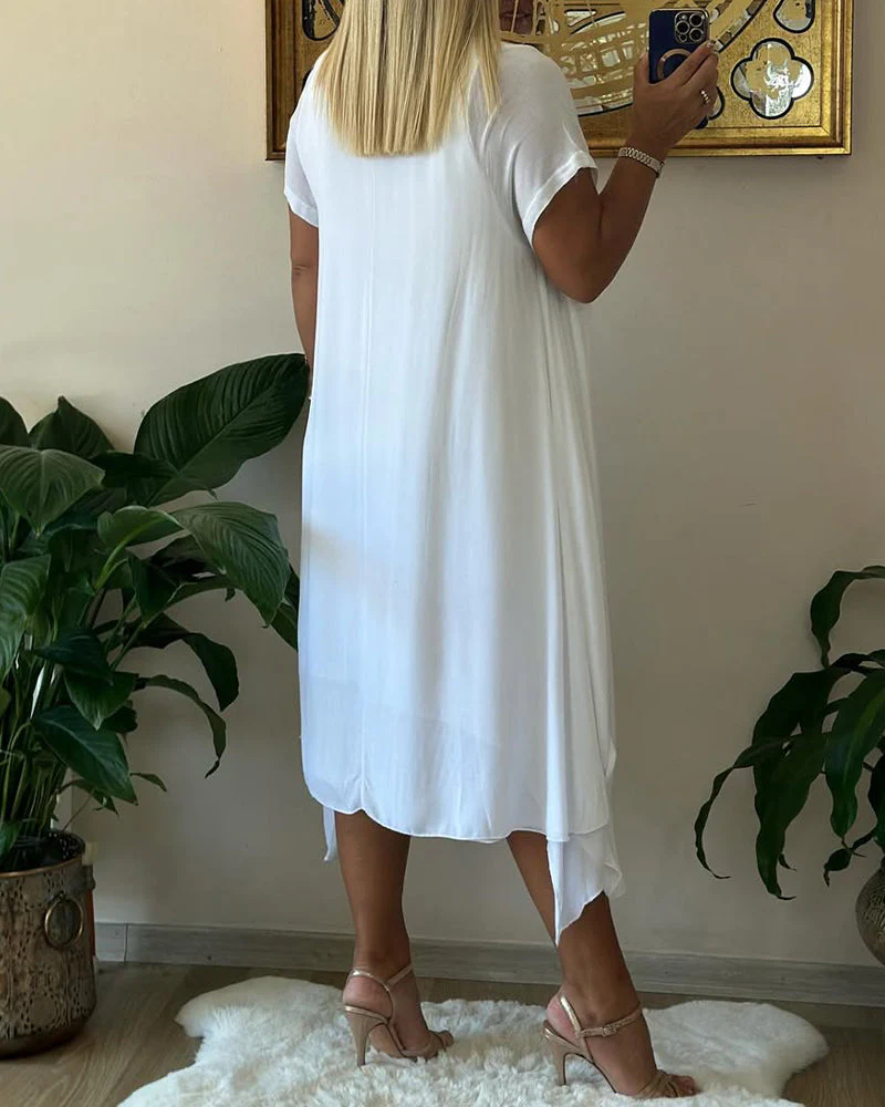 Double Layer Short Sleeve Dress - Image 15