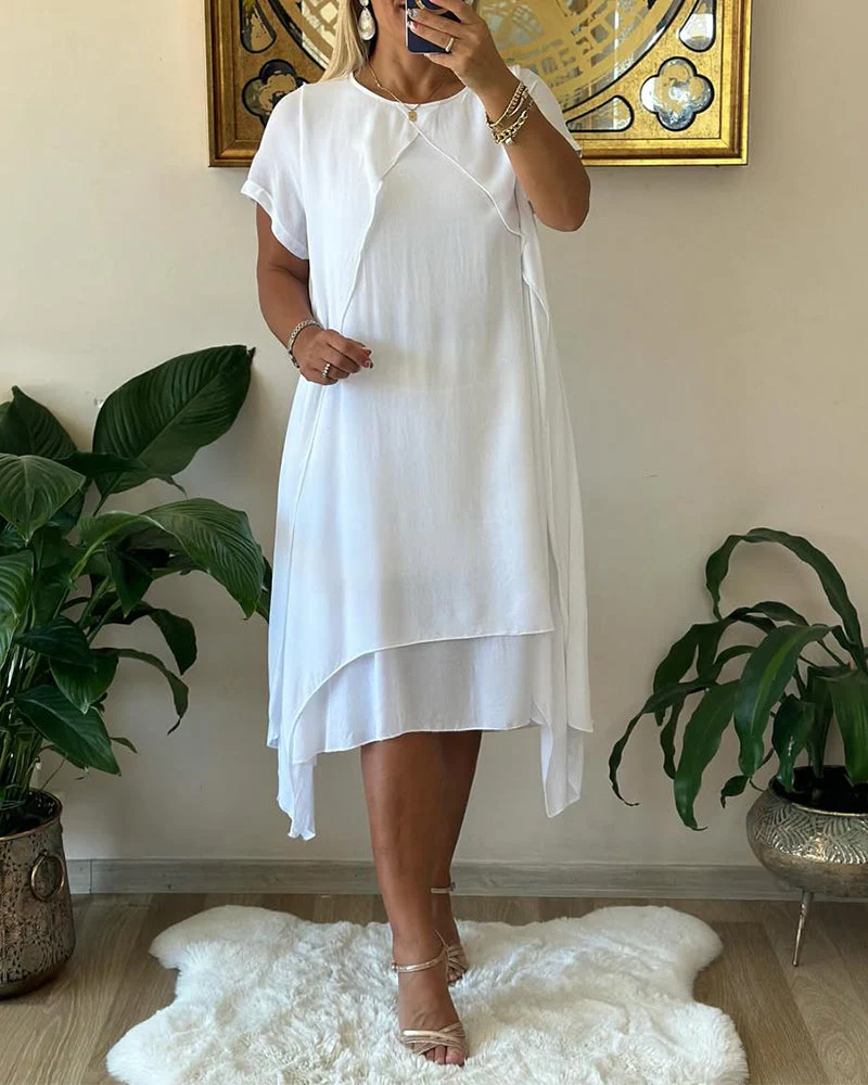 Double Layer Short Sleeve Dress - Image 8