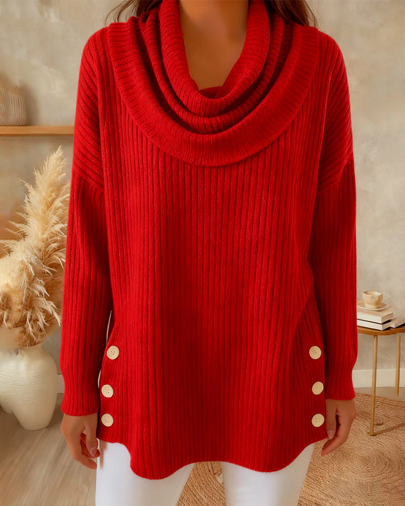 Draped Collar Button-Down Sweater - Image 4