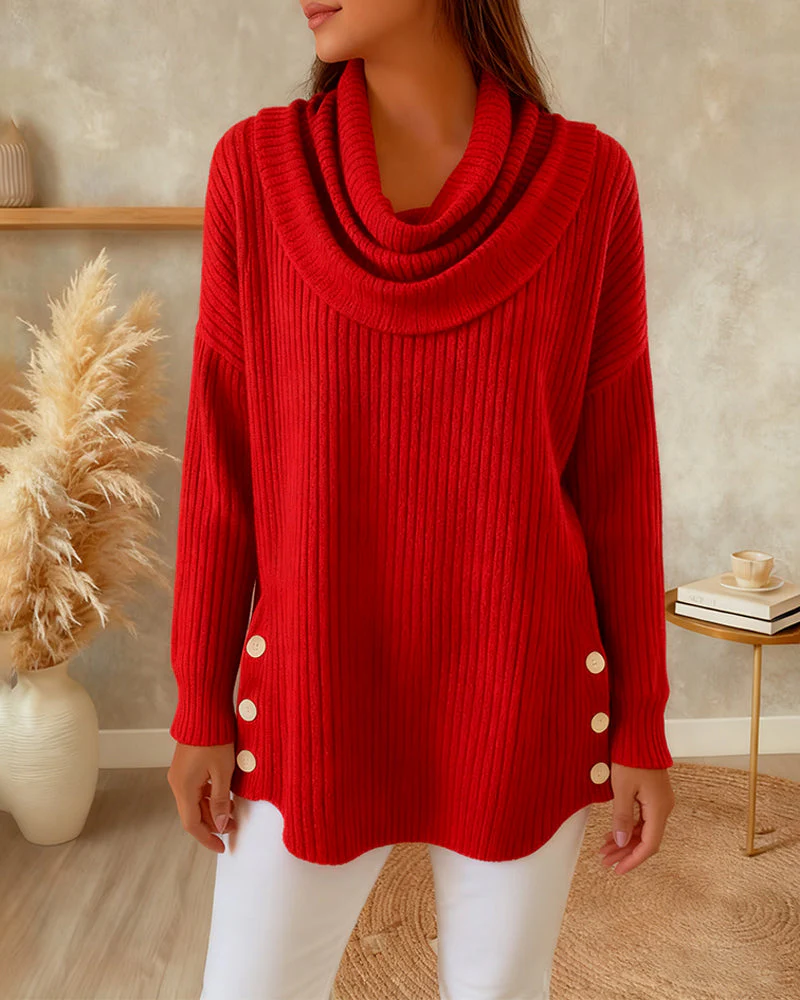 Draped Collar Button-Down Sweater - Image 5