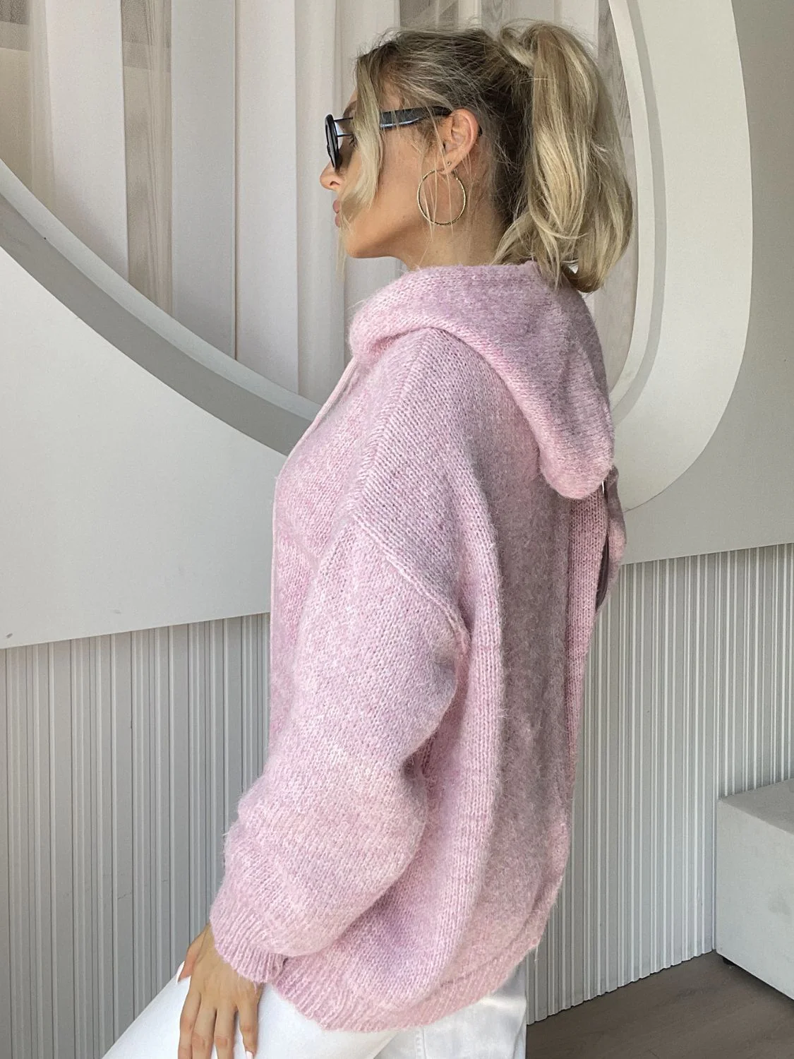Drawstring Button Down Hooded Cardigan - Image 7