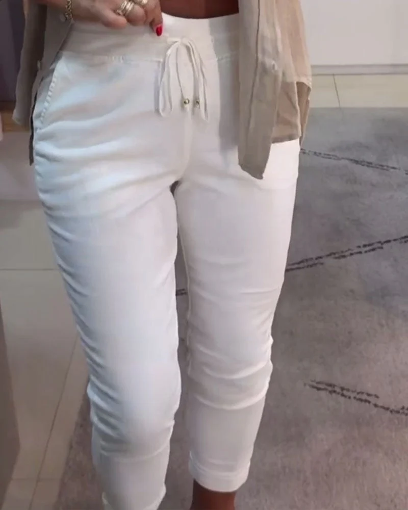 Drawstring Casual Pencil Pants - Image 5