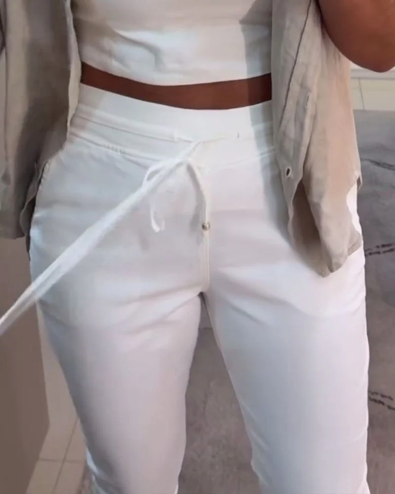 Drawstring Casual Pencil Pants - Image 6
