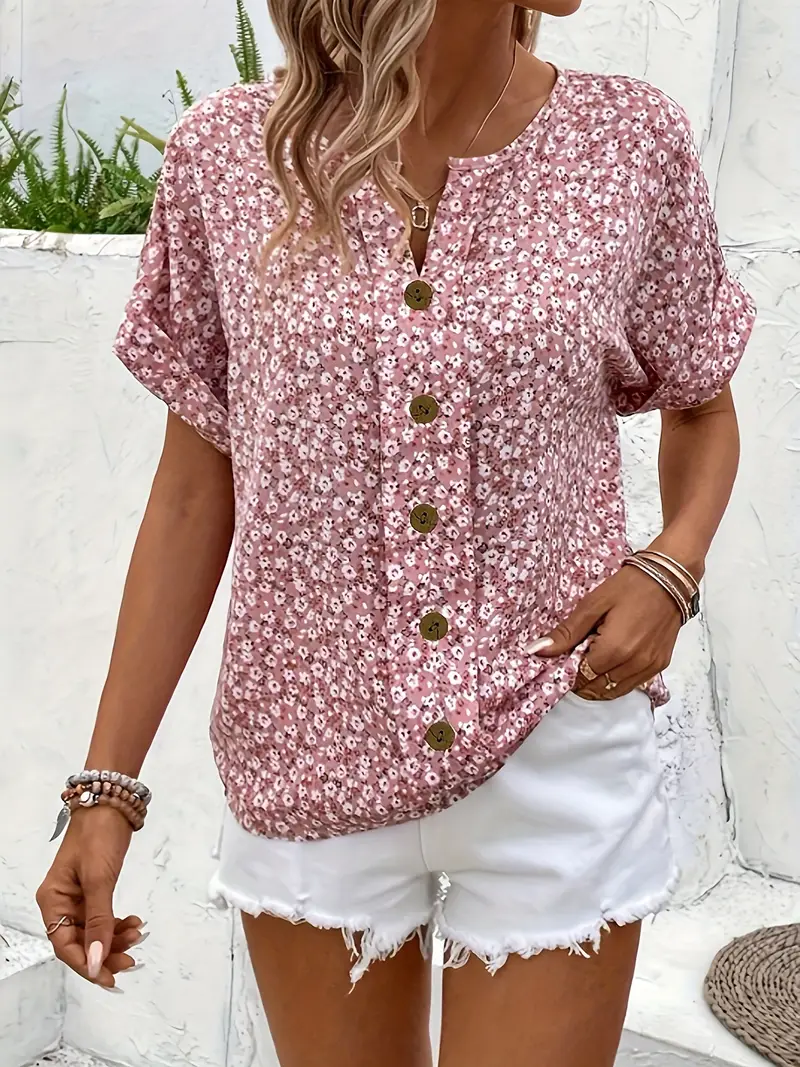 Effortless Floral Button-Up Top - Image 8