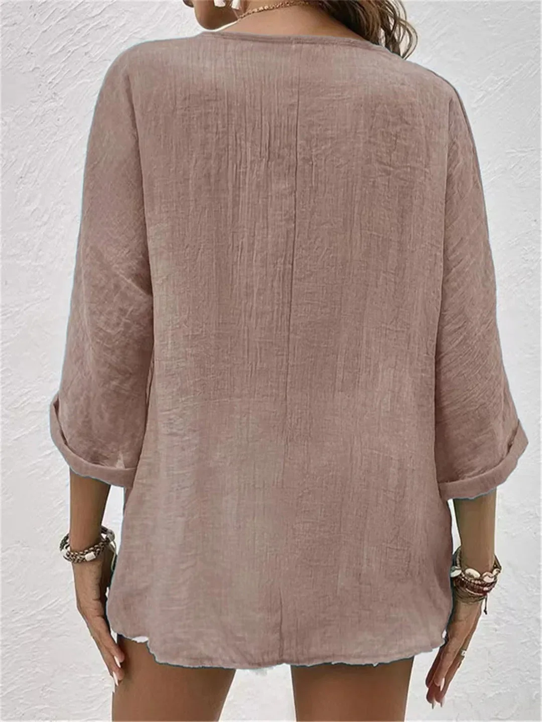 Effortless V-Neck Button-Up Top - Image 10