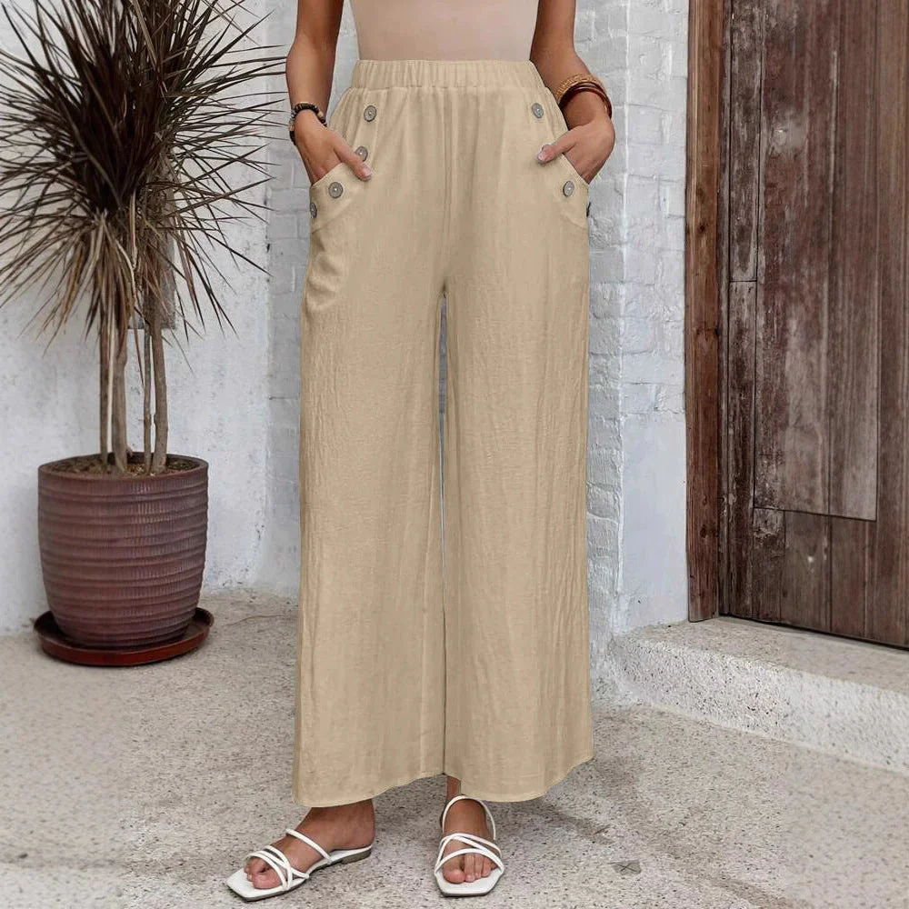 Elastic Waist Loose Casual Trousers - Image 20