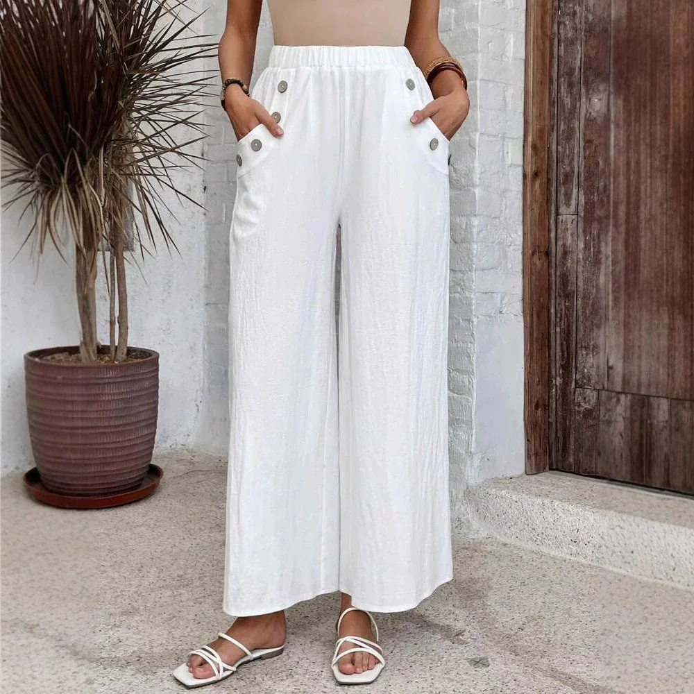 Elastic Waist Loose Casual Trousers - Image 3