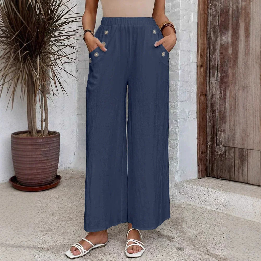 Elastic Waist Loose Casual Trousers - Image 5