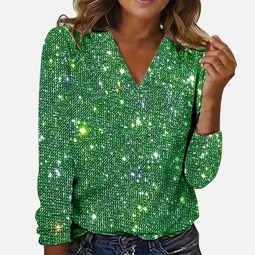 Elegant Diamond Blouse With V-Neck - Image 4