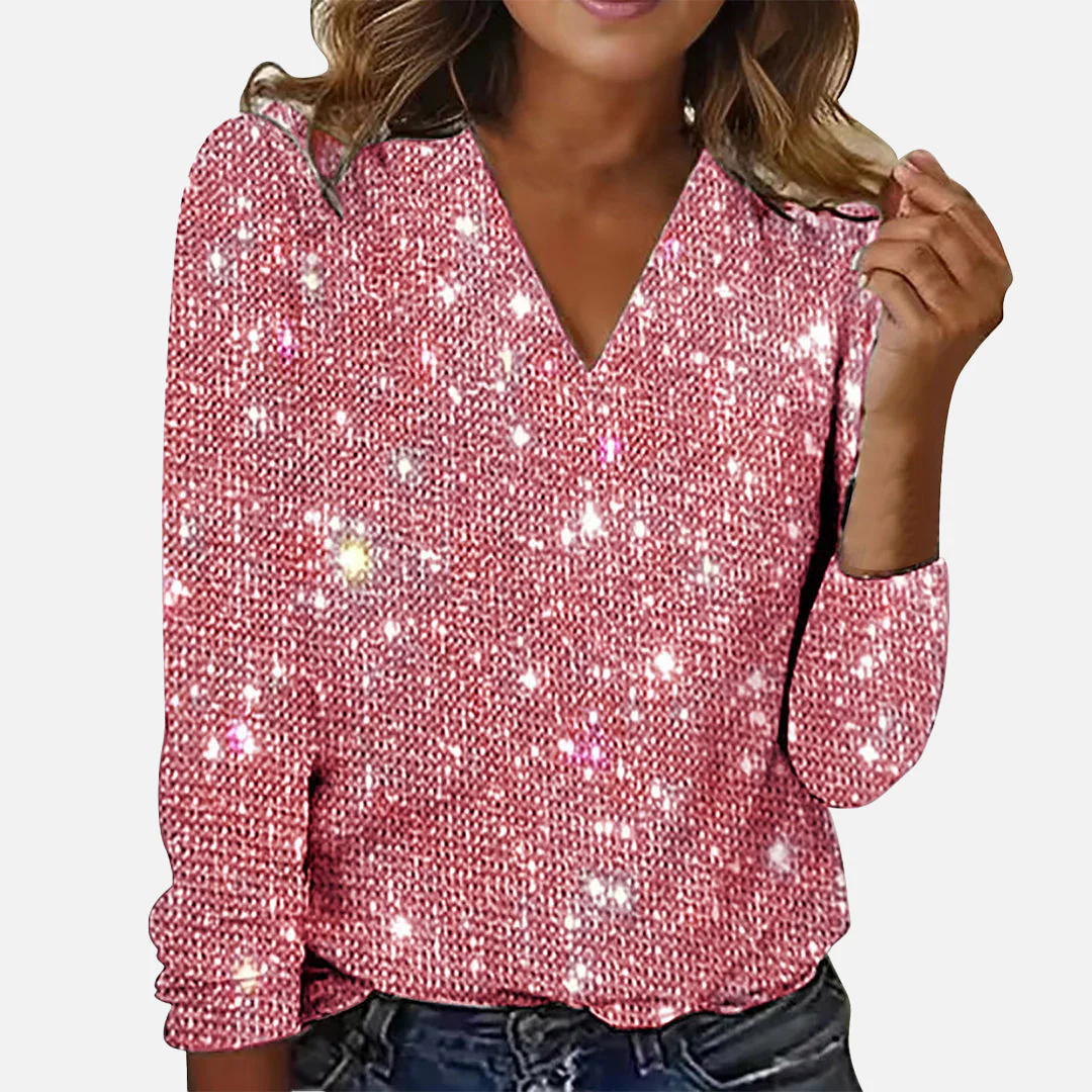 Elegant Diamond Blouse With V-Neck - Image 5