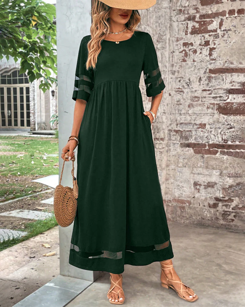 Elegant Dress Mid-Sleeve Casual Crew Neck - Image 21