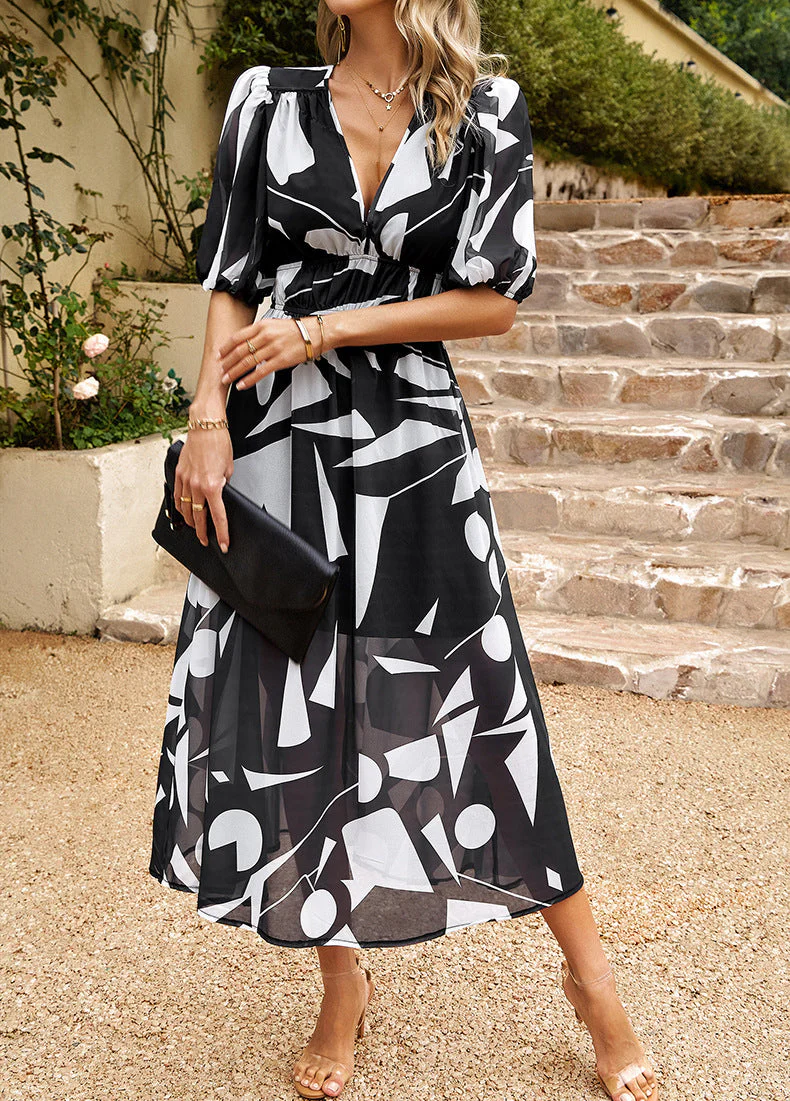 Chic V-Neck Floral Summer Dress - Image 13