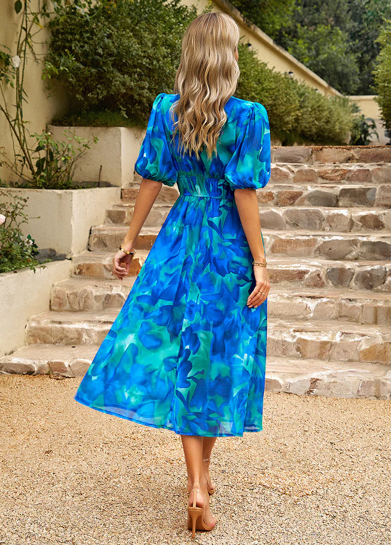 Chic V-Neck Floral Summer Dress - Image 32