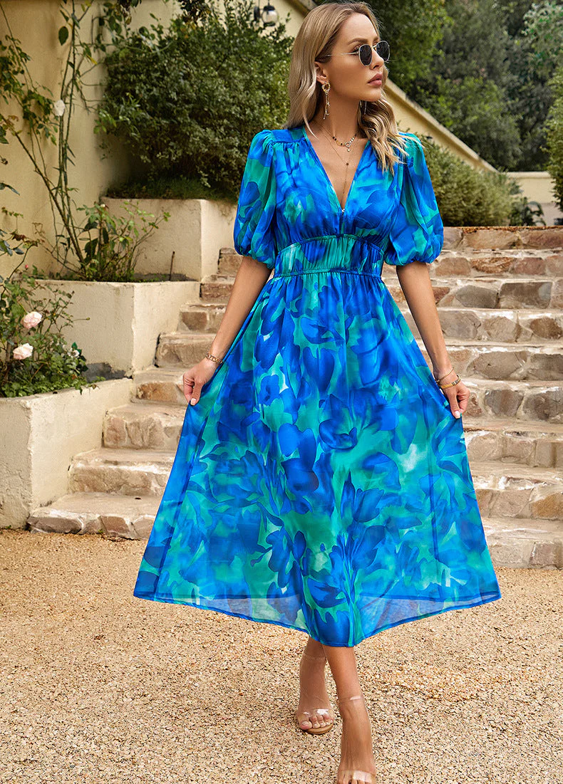 Chic V-Neck Floral Summer Dress - Image 7