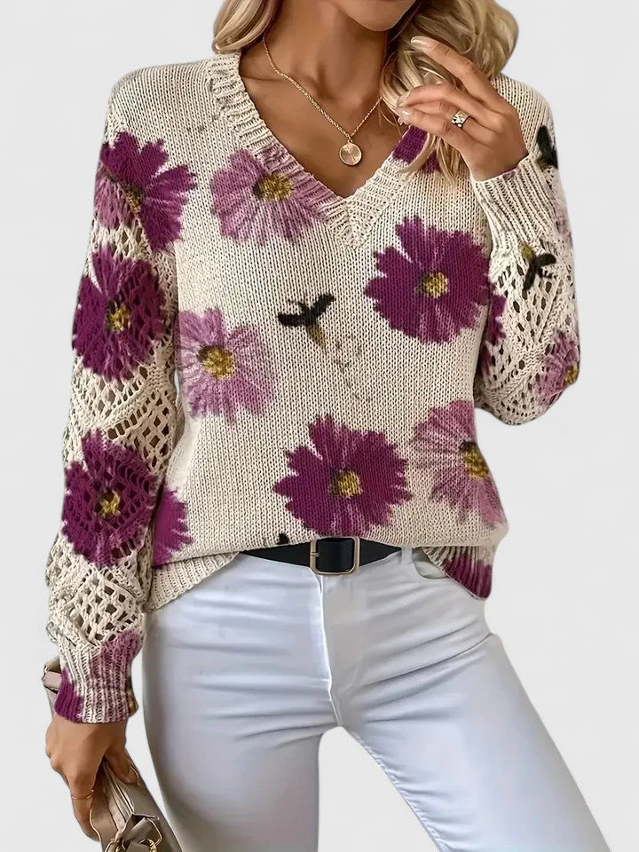 Elegant Floral Lightweight Sweater - Image 4