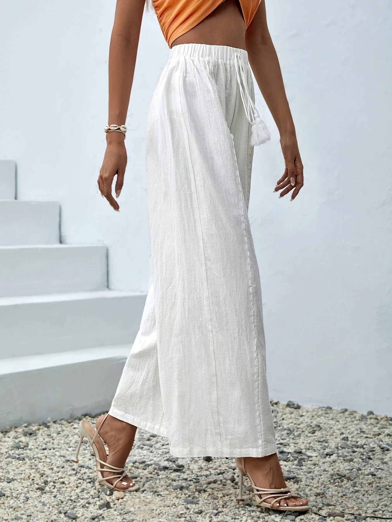 Chic High Waist Fringe Trousers - Image 9