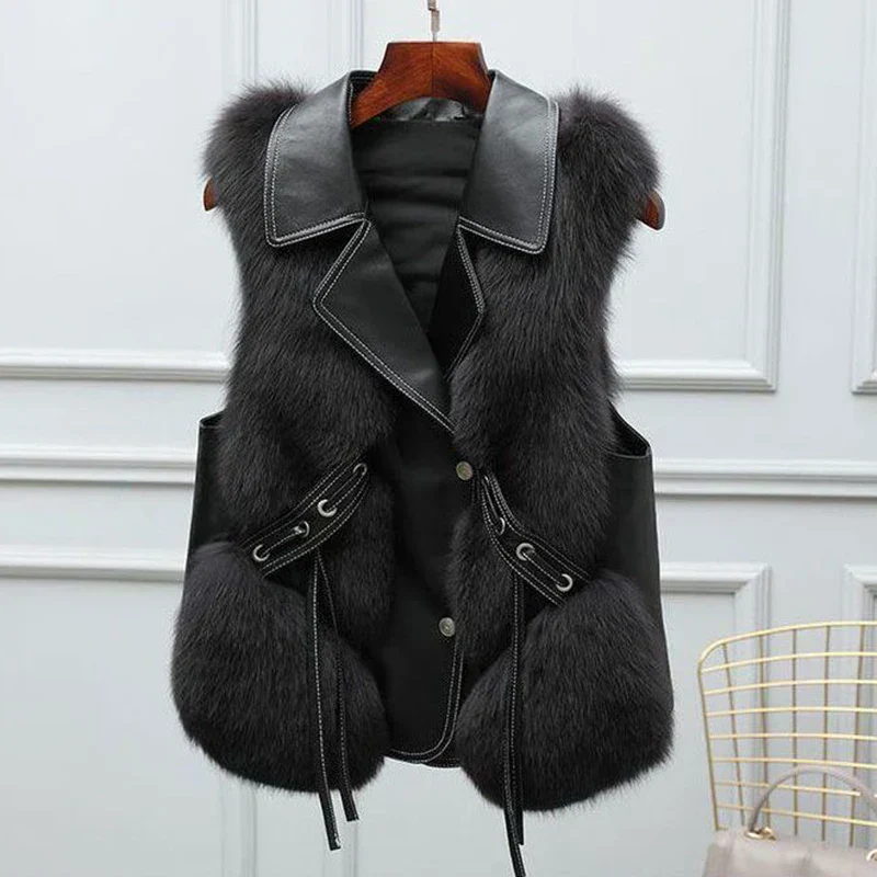 Elegant Layered Collar Fur Vest - Image 10
