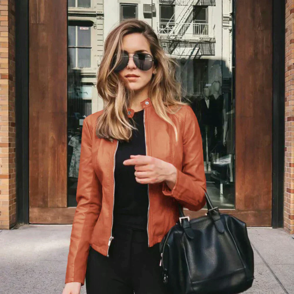 Elegant Leather Jacket with Custom Fit Feel - Image 9