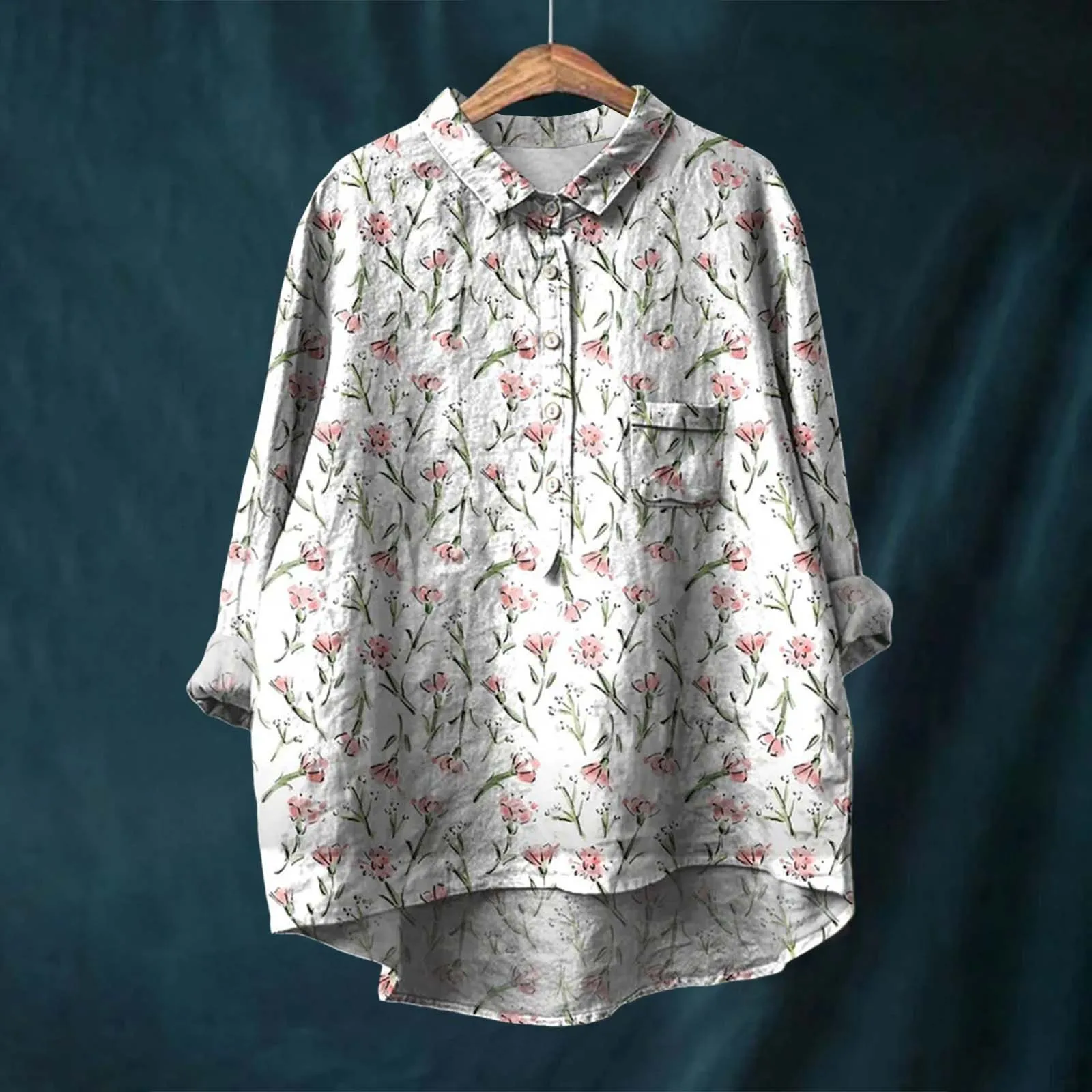Elegant Long Sleeve Floral Shirt - Image 2
