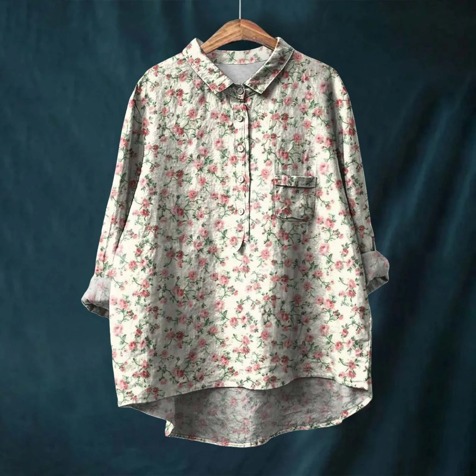 Elegant Long Sleeve Floral Shirt - Image 6