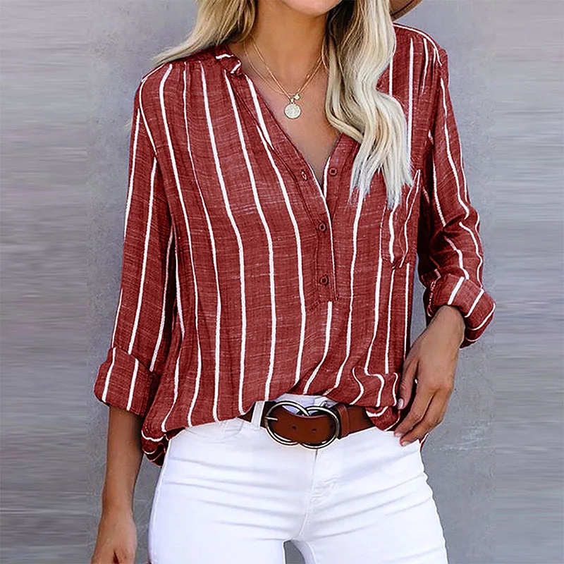 Elegant Loose Striped Blouse - Image 10